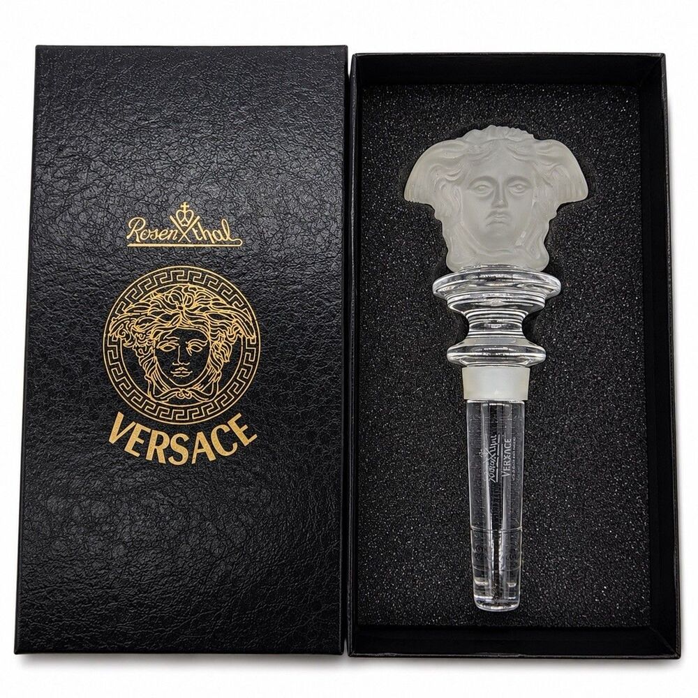 Rosenthal Versace Medusa  Frosted Crystal Bottle Stopper! Brand New